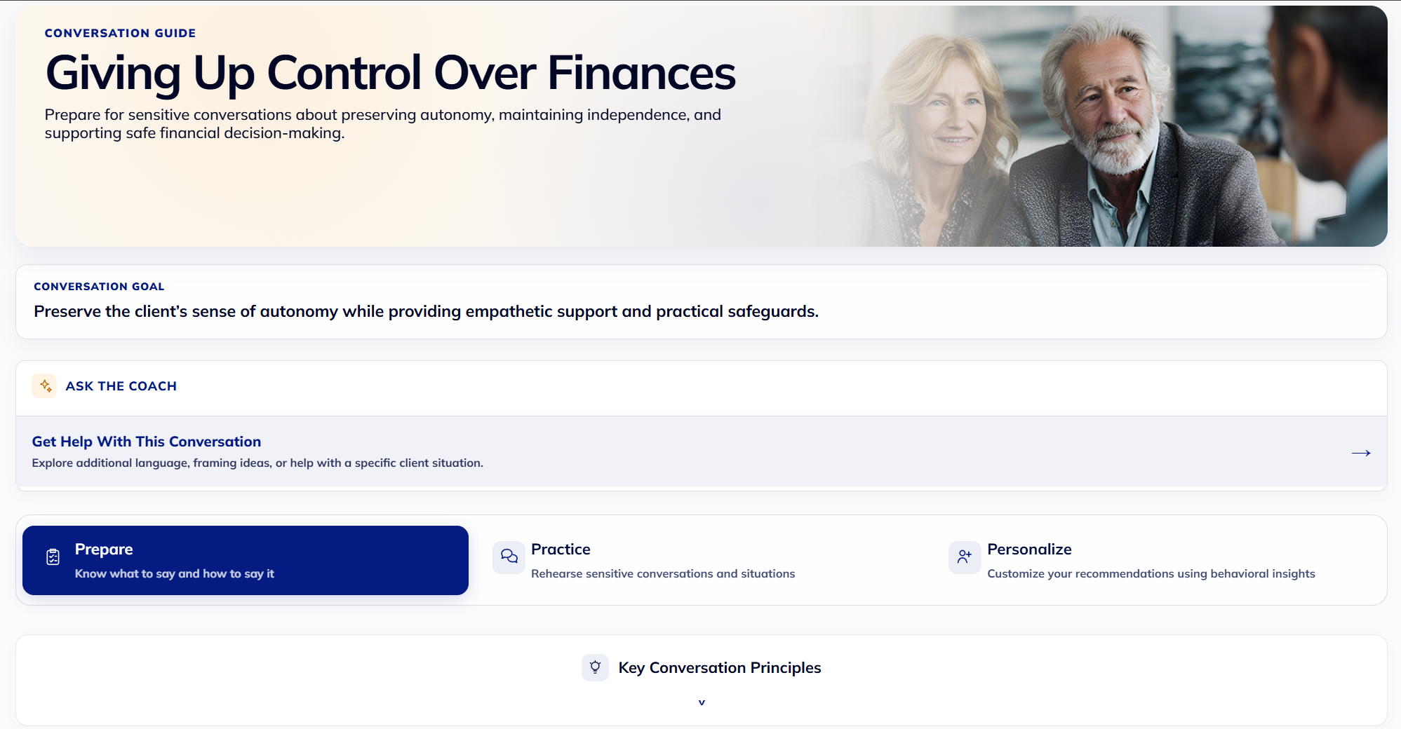 WhealthChat Prepare conversation guide showing expert-informed guidance